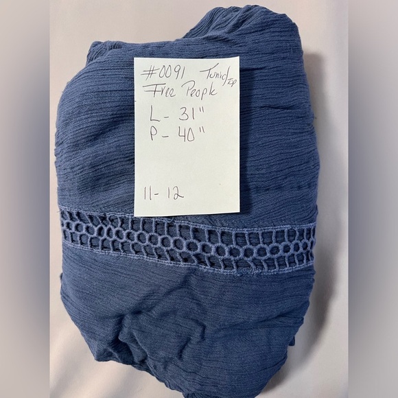 Free People Baby Doll Lace Inset Tunic Sz Small Blue - Picture 14 of 14
